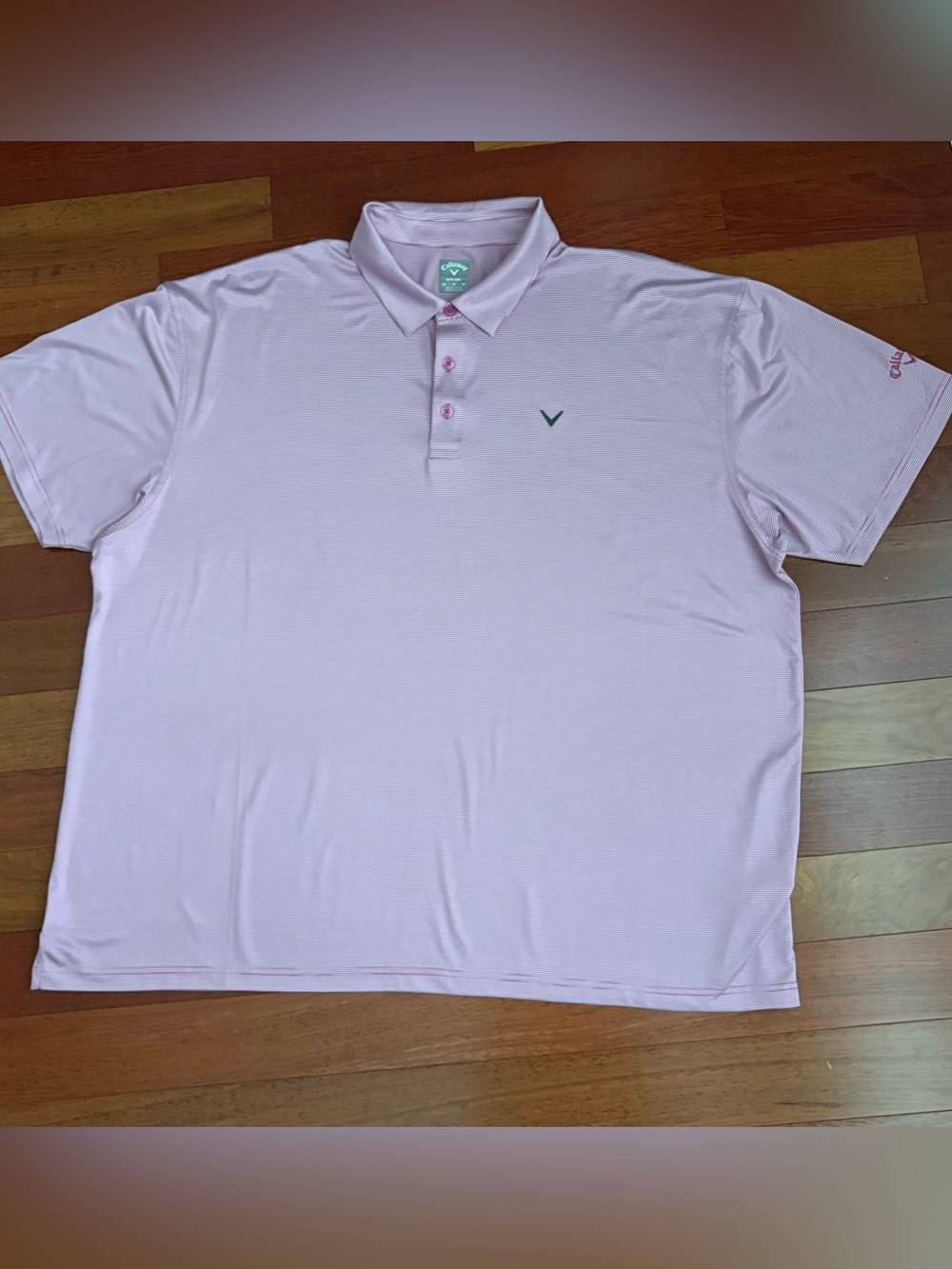Callaway Opti-Dri Golf Polo Shirt Mens 3X Pink Striped Short Sleeve Logo